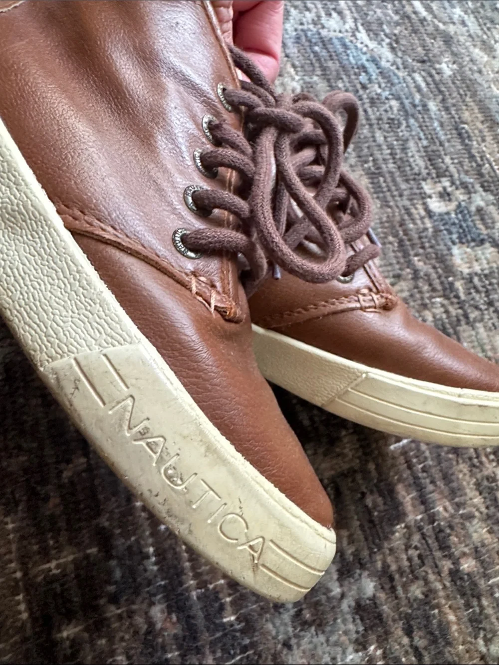 Nautica Boys Breakwater Tumbled Chukka Boot in Carmel Brown Faux Leather